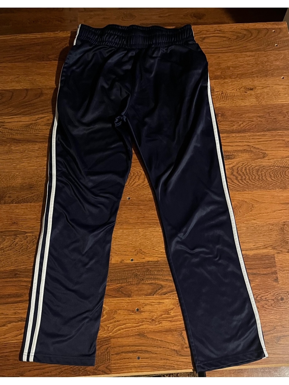 Victory Men's Navy Track Pants with White Side Stripes, Size